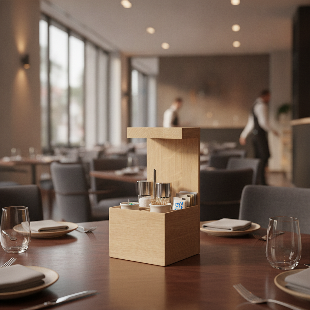 Oiled Oak Table Caddy 310mm for Organising Dining Spaces