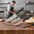 Stainless Steel Knife Set with Wood Handles for Everyday Cooking