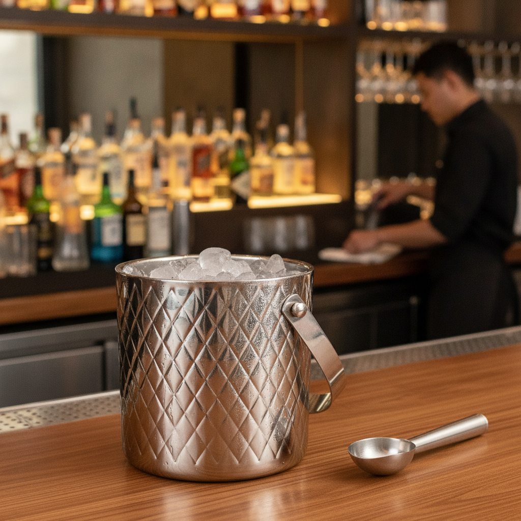 Stainless Steel Double Wall Ice Bucket 1950ml for Bars & Restaurants