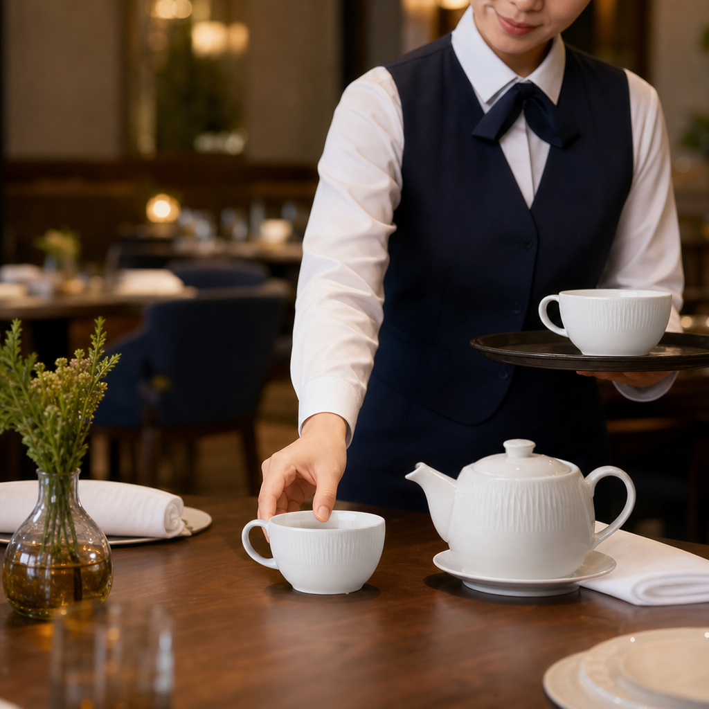 Tea Cups 8oz Porcelain for Tea Service (Pack of 12)
