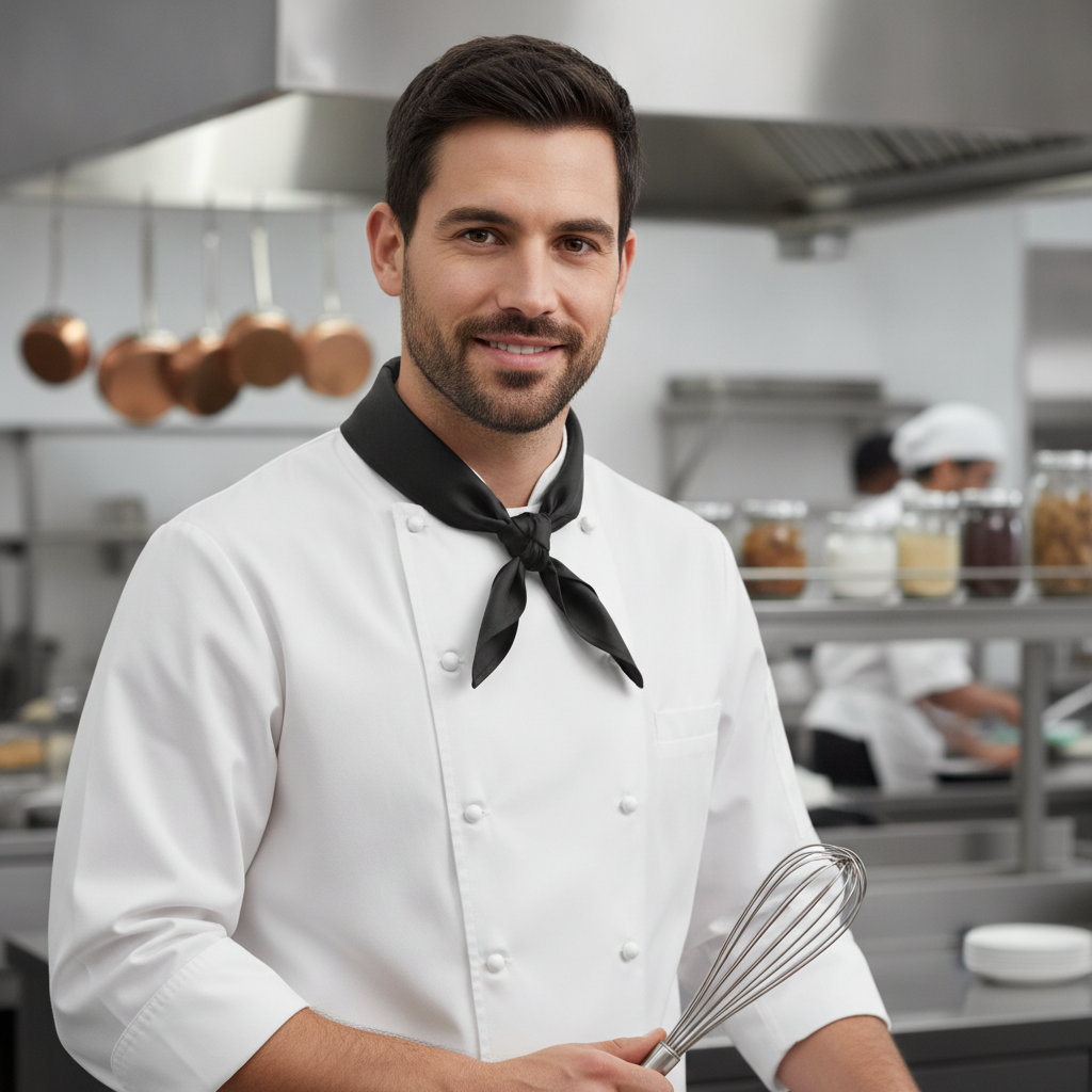 Black Chef Neckerchief Made from Recycled Polyester for Kitchens