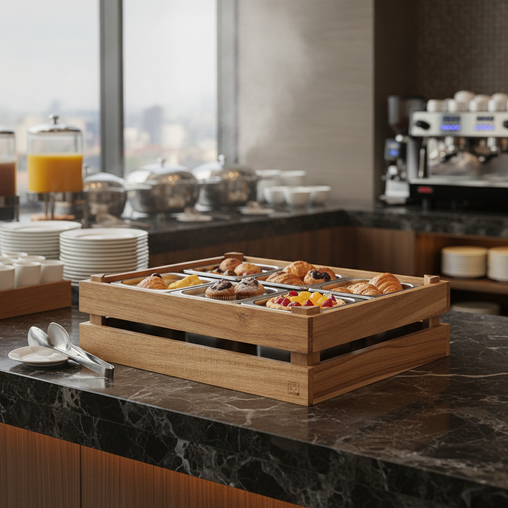 Solid Wood Buffet Crate GN1/2 for Breakfast Buffets