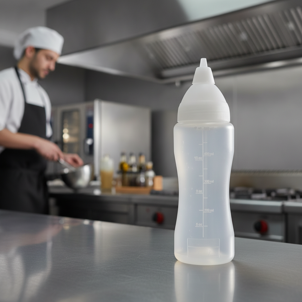 Clear Polyethylene Non-Drip Sauce Bottle 500ml for Kitchen Use