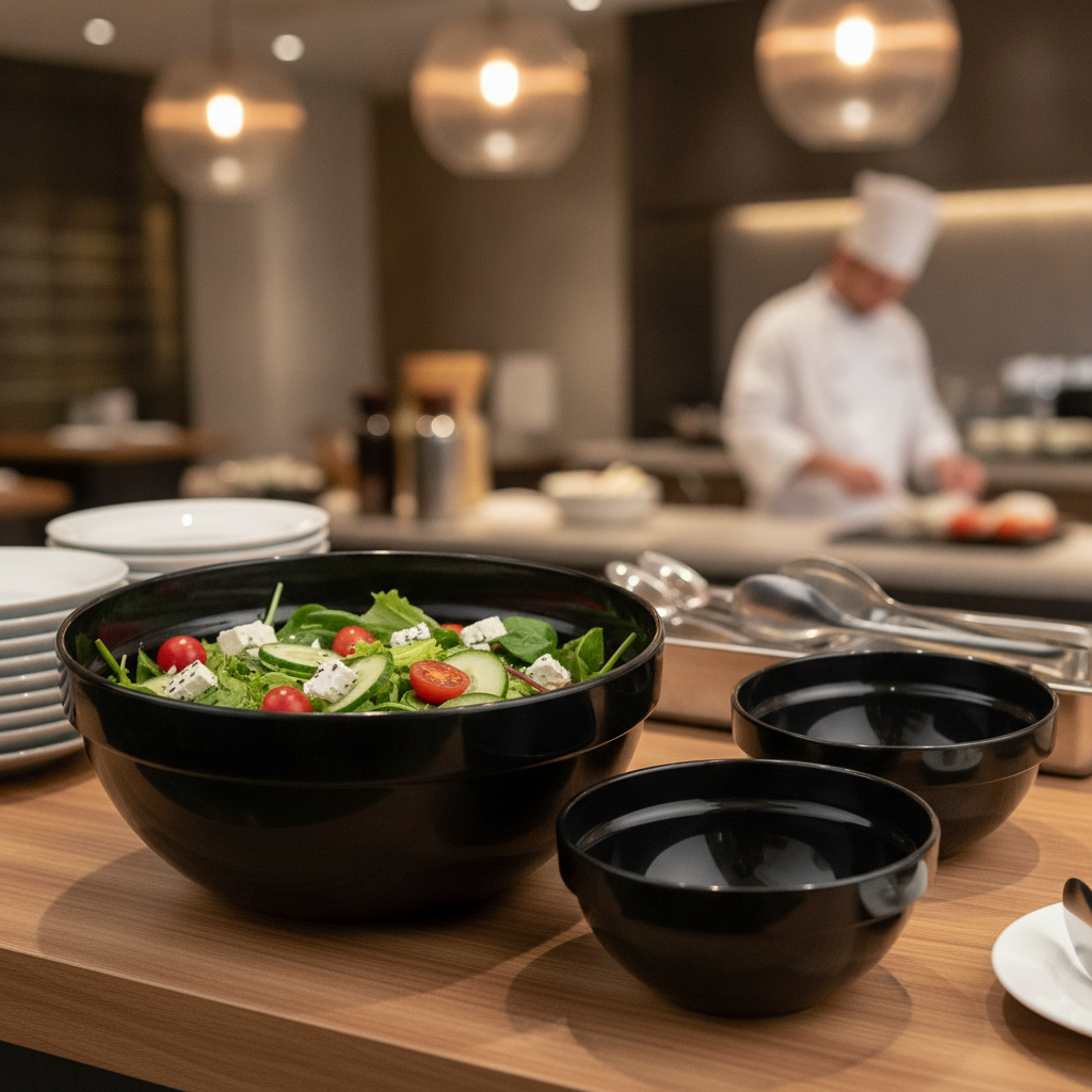 Black Melamine Bowl 2.5L for Buffets & Catering