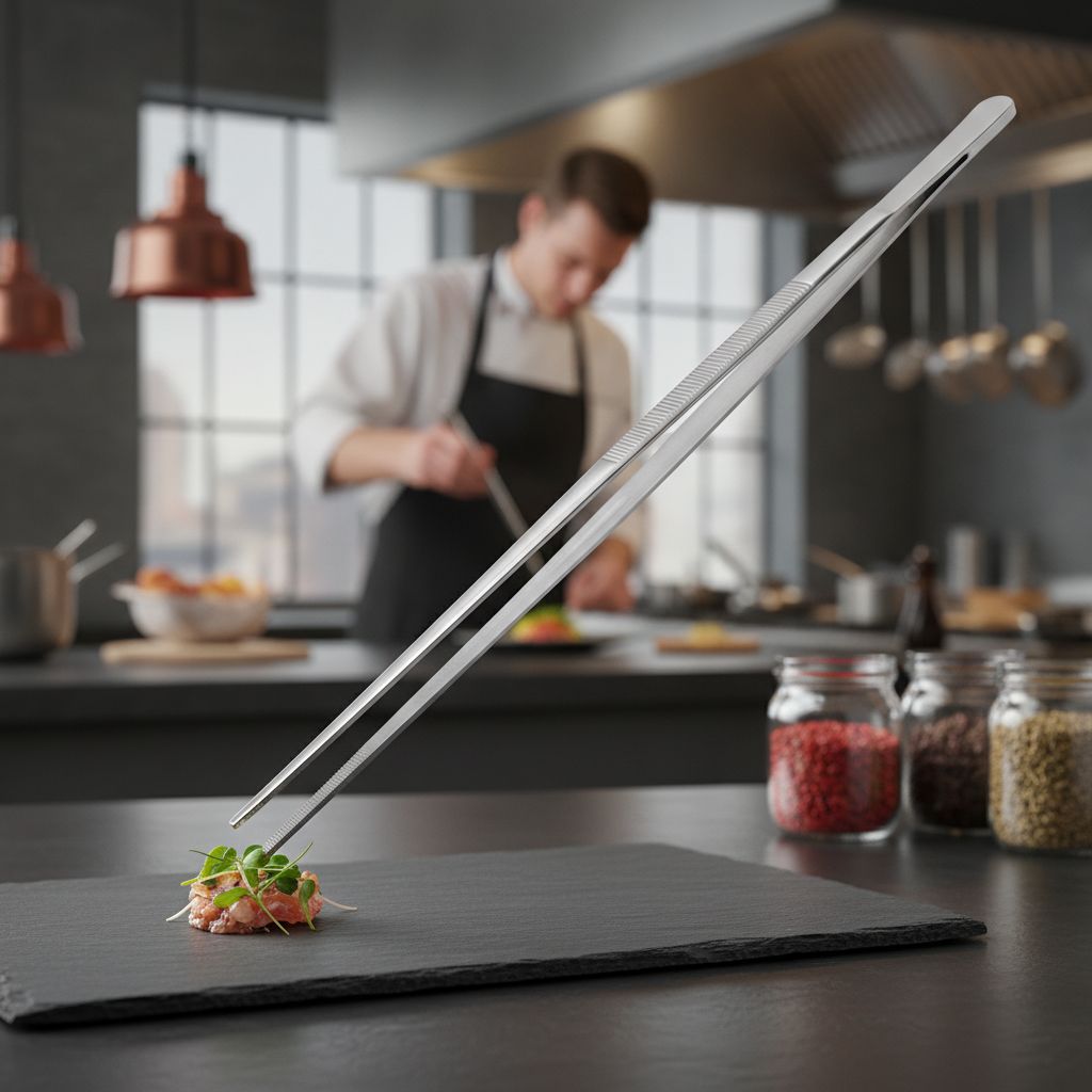 Stainless Steel Garnish Tweezers 300mm for Precise Presentation