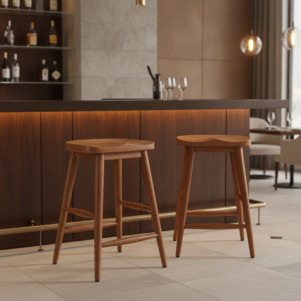 Mango Wood Curved Stools 660mm for Bars & Dining Areas (Pack of 2)