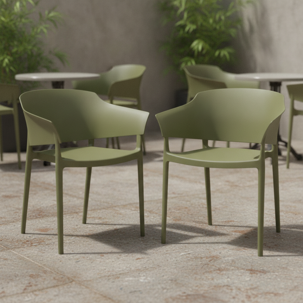 Polypropylene Green Cafe Chairs 775mm for Indoor & Outdoor Use (Pack of 2)