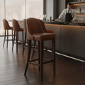 Rubber Wood Bar Chair with Bison Tan Seat 1030mm for Commercial Use