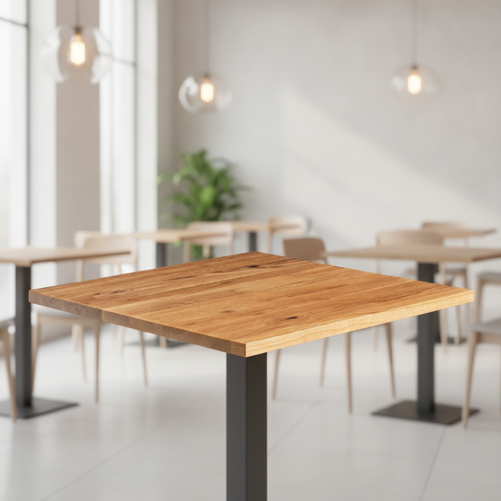 Solid Oak Square Table Top 900mm for Commercial Use