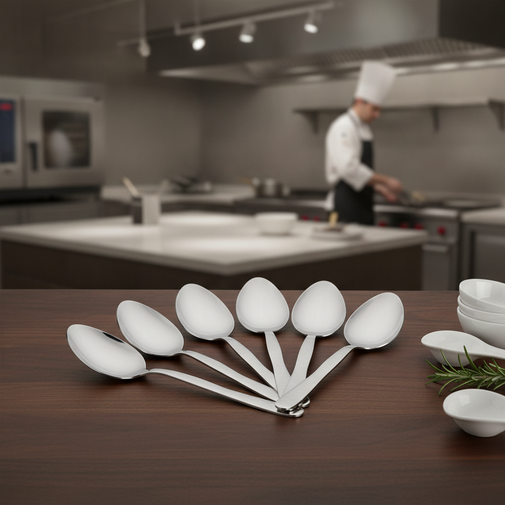 18/10 Stainless Steel Hammered Large Solid Serving Spoon for Catering & Hospitality (Pack of 6)