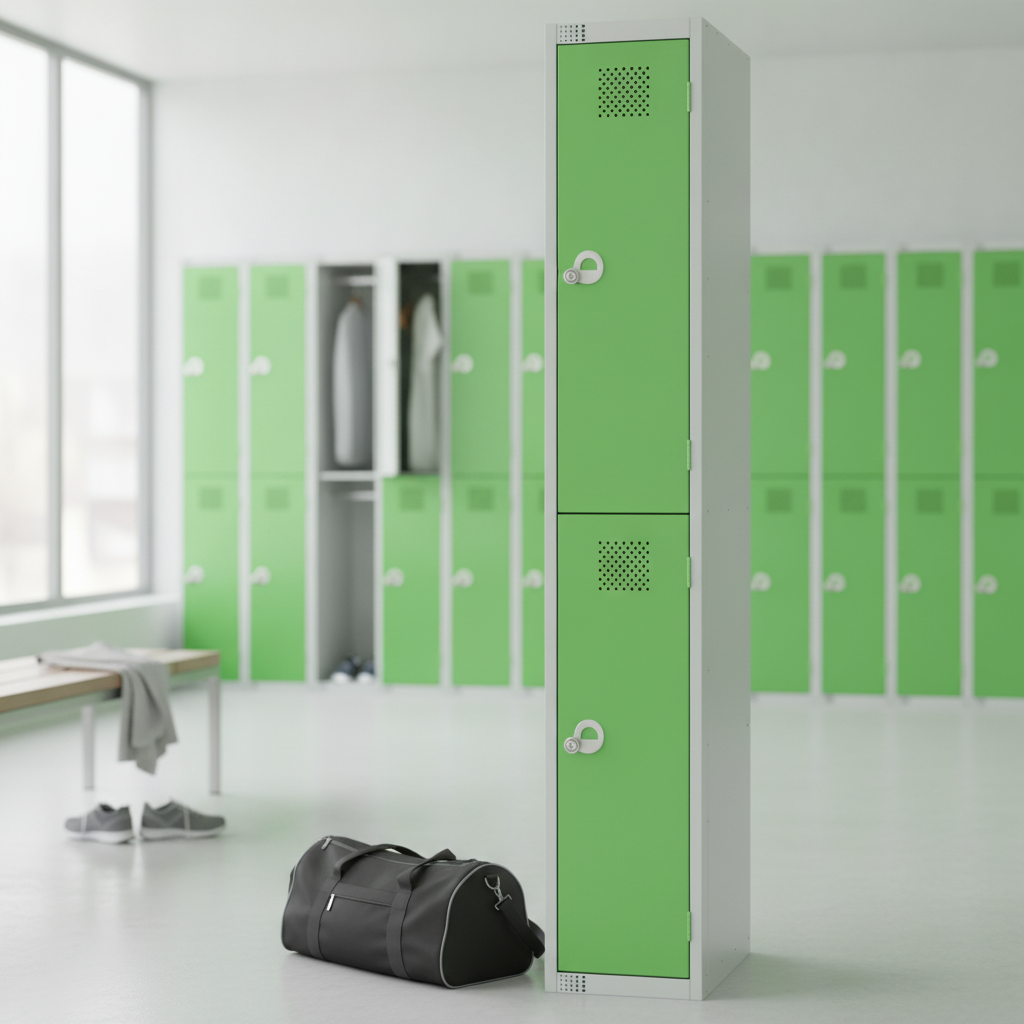 Green Powder Coated Steel Lockers 300mm Deep for Secure Storage