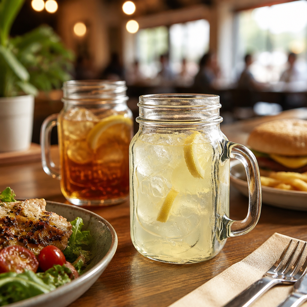 Soda Lime Handled Mason Jars 470ml for Serving Drinks (Pack of 12)