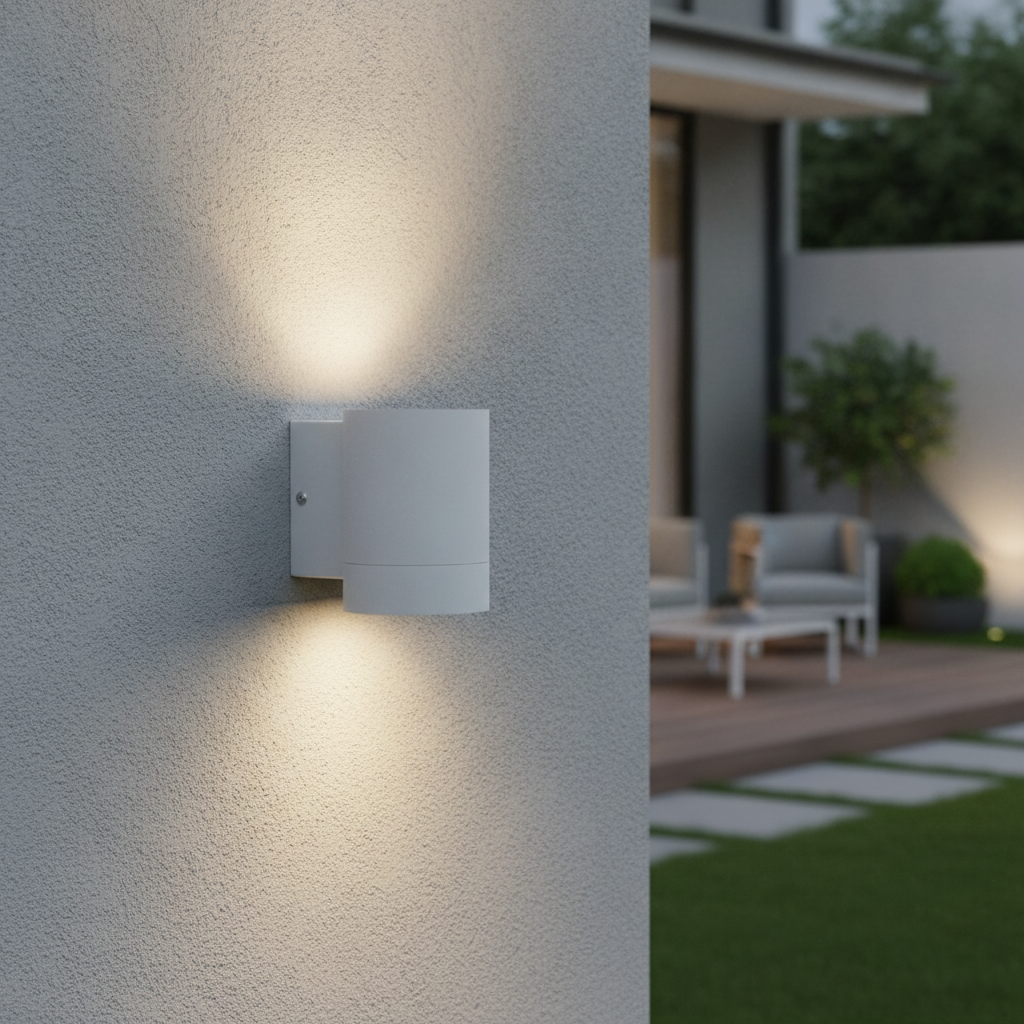 Aluminium Outdoor Wall Light in White for Patios & Gardens