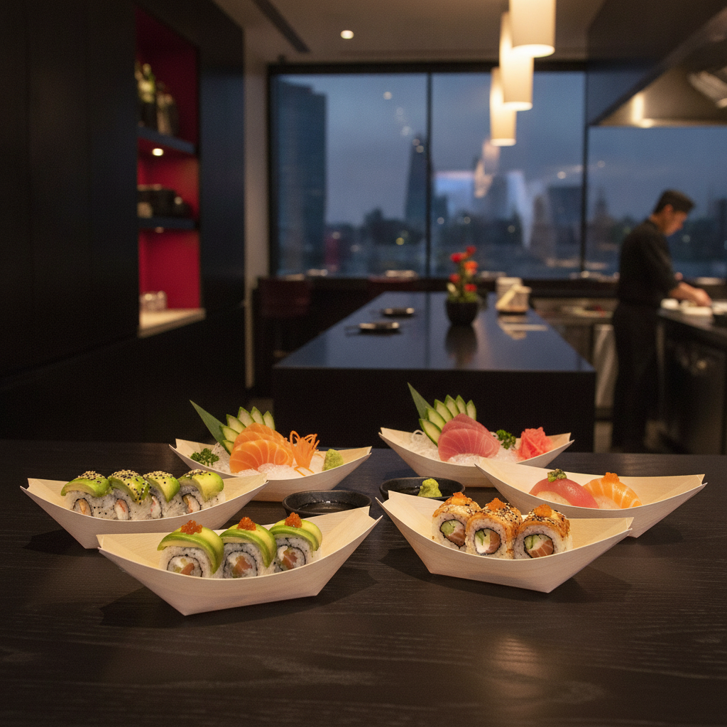 Wooden Sushi Boats for Stylish Food Presentation (Pack of 100)