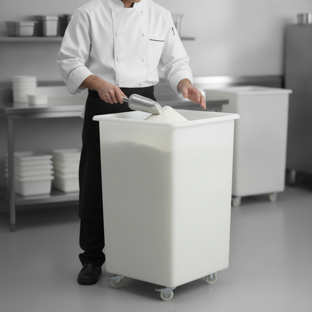 Polyethylene Mobile Ingredient Bin 118L for Food Storage