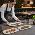 Oblong Trays White Vitrified Stoneware for Dining (Pack of 6)