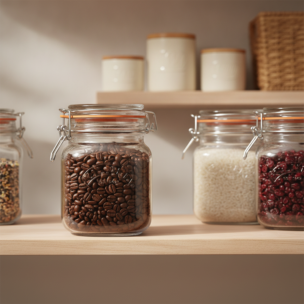 Glass Square Jar 1000ml for Pantry Storage
