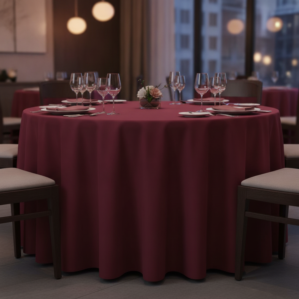 Burgundy Polyester Tablecloth for Elegant Dining Events