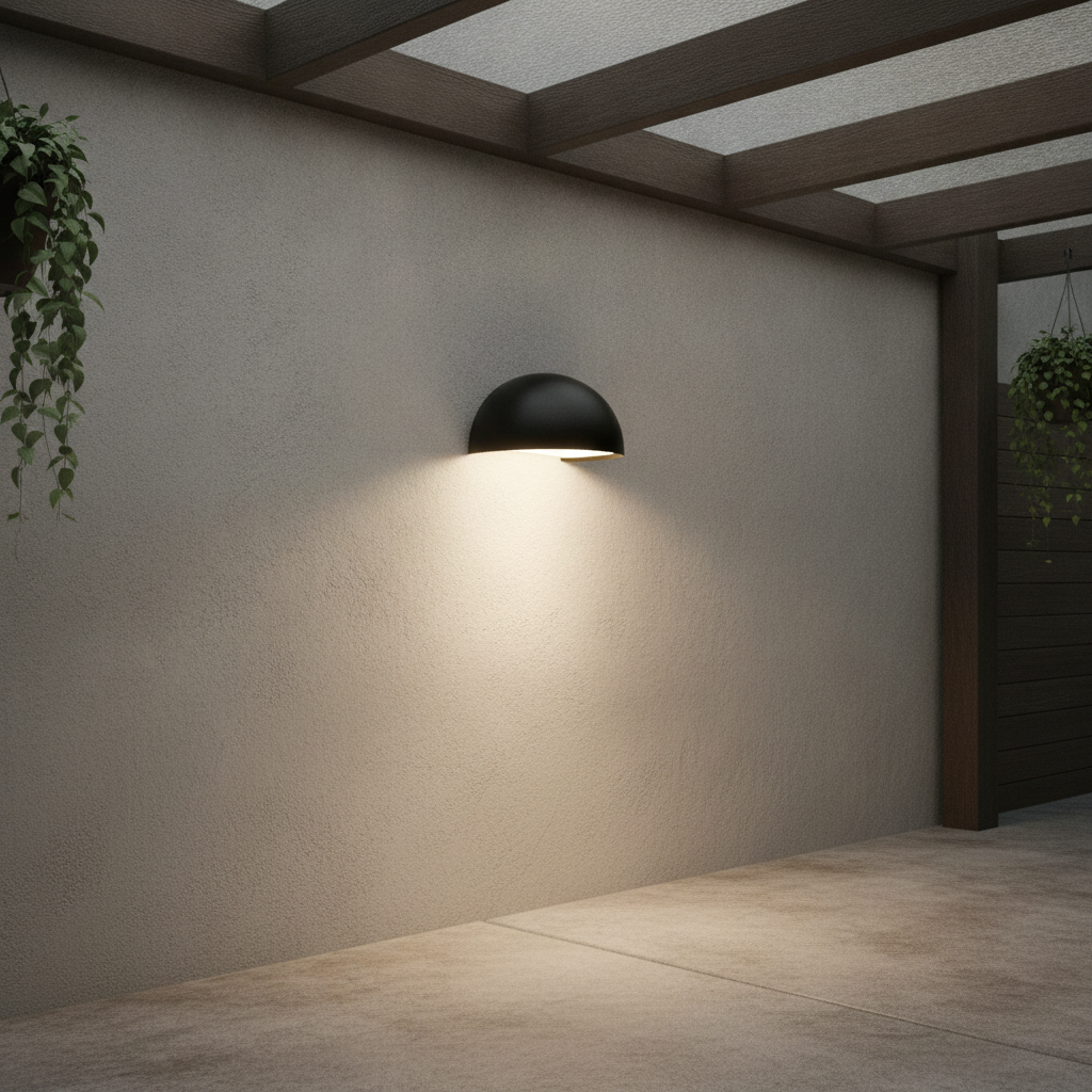 Plastic Outdoor Wall Light in Black for Sheltered Areas