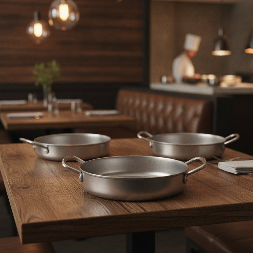 Stainless Steel Vintage Double Handle Serving Dish 150mm for Table Presentation