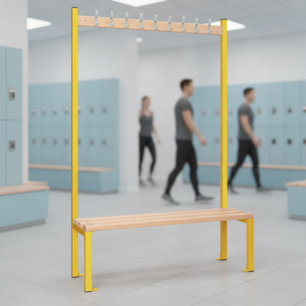 Powder Coated Steel Single-sided Island Seating for Changing Rooms