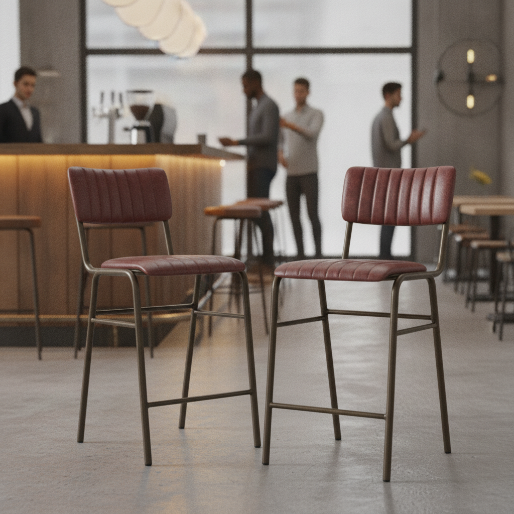 Metal Vintage Red Stacking Bar Stools 1000mm for Restaurants & Cafés (Pack of 2)