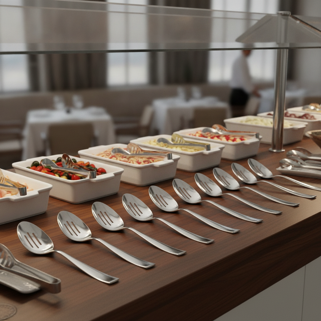 Stainless Steel Slotted Long Serving Spoon 273mm for Buffets (Pack of 12)