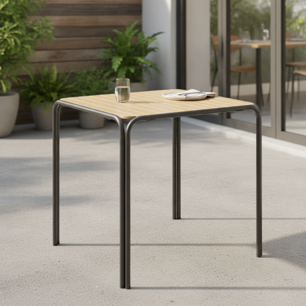 Stainless Steel and Polywood Square Dining Table 700mm for Indoor & Outdoor Use