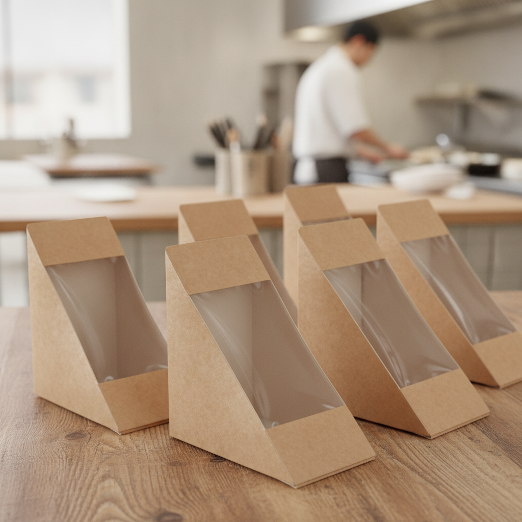 PLA & Paper Front-Loading Sandwich Wedges for Food Presentation (Pack of 500)