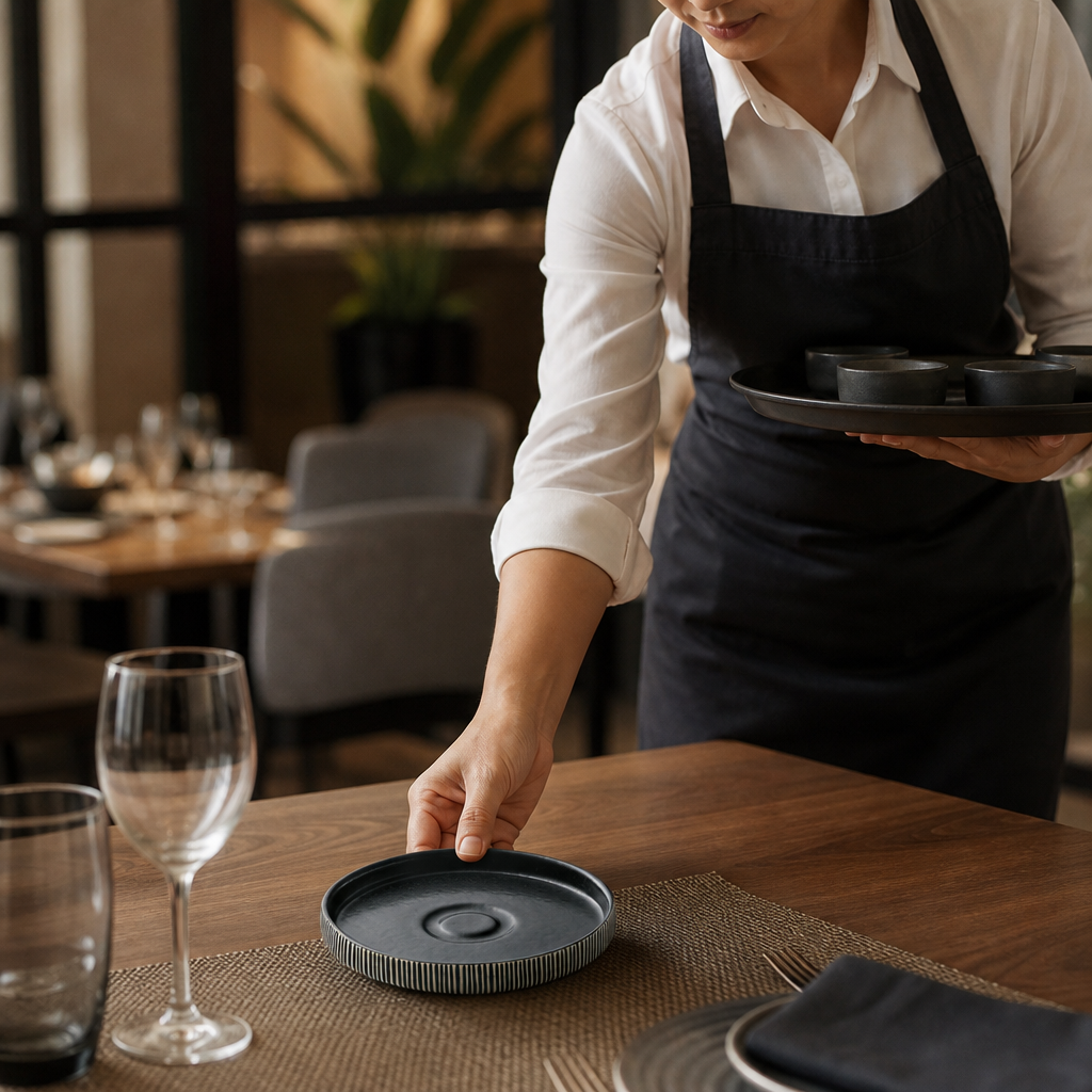Black & Saucers 150mm White Stoneware for Modern Dining (Pack of 6)