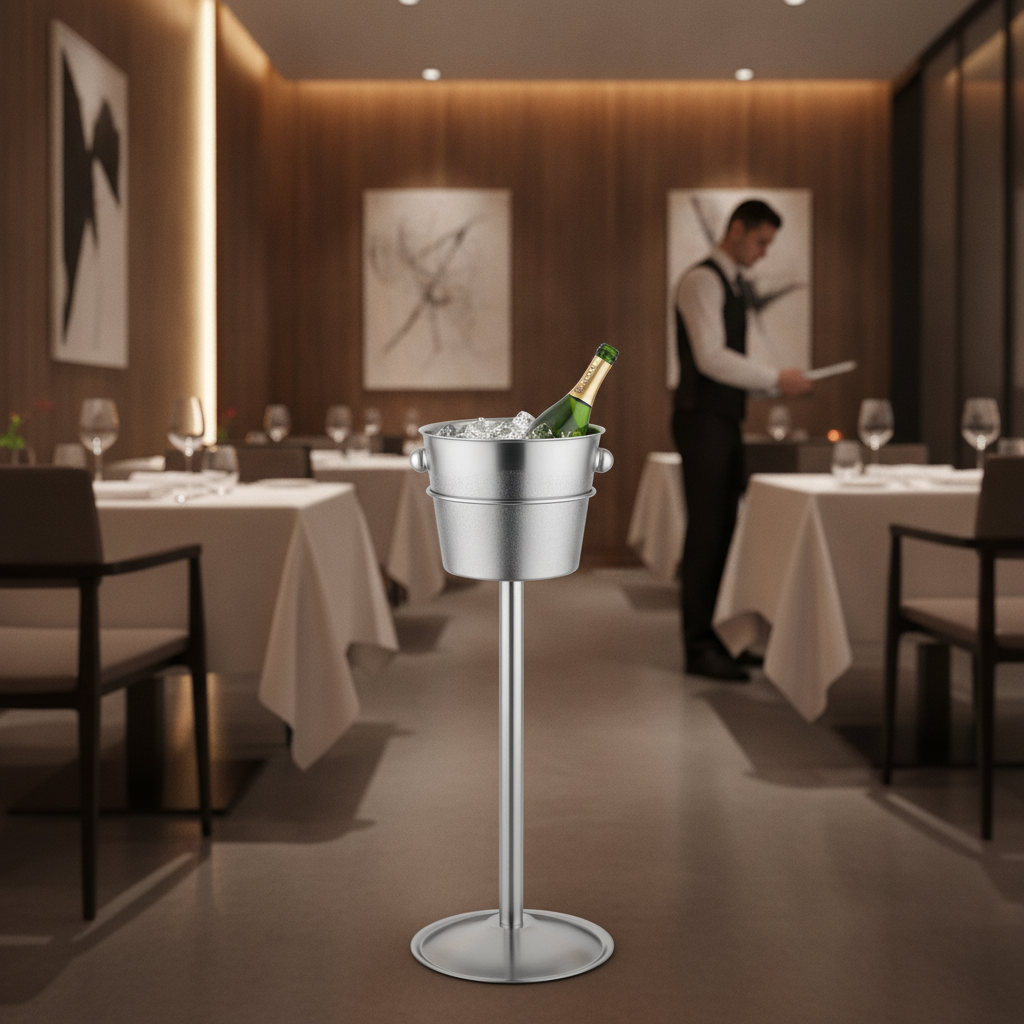 Brushed Stainless Steel Wine & Champagne Bucket Stand 559mm for Events