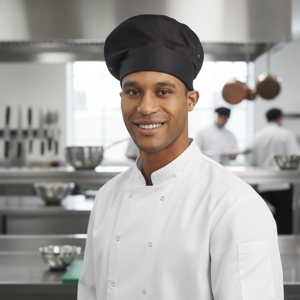 Polycotton Black Chef's Toque Hat for Professional Kitchens