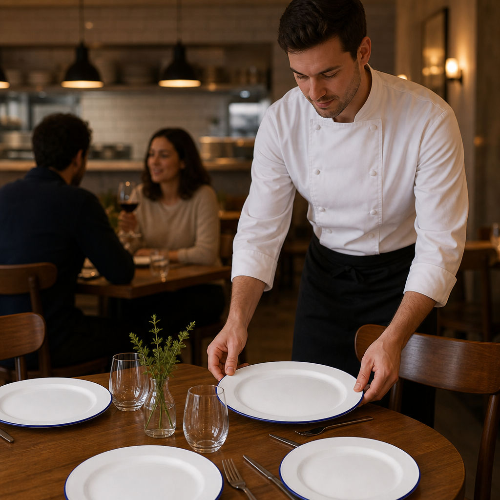 Dinner Plates 300mm Stainless Steel for Dining Settings (Pack of 6)