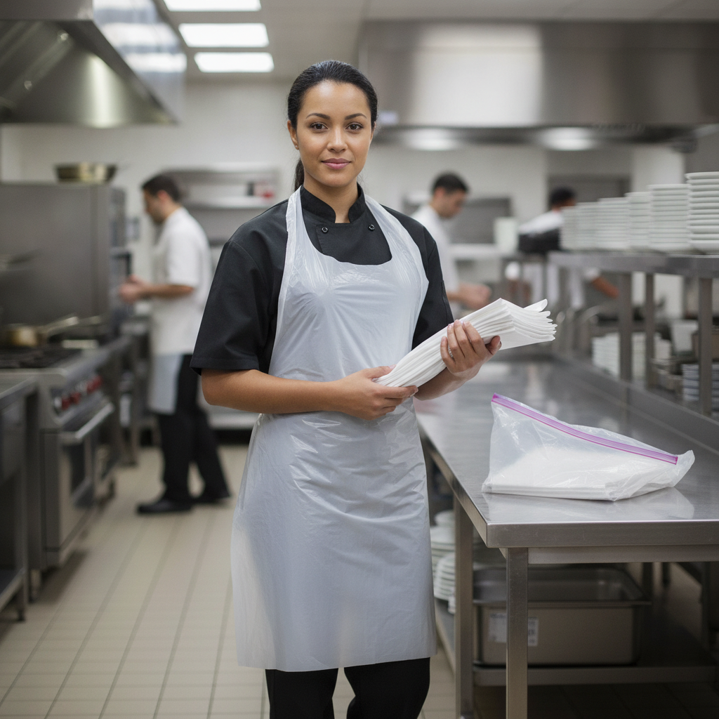 Polythene Disposable Bib Aprons for Back of House Tasks (Pack of 100)