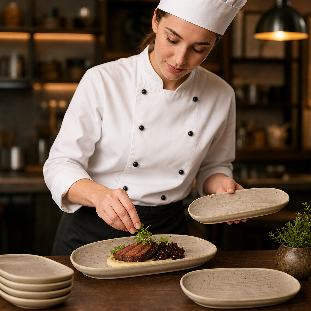 Oblong Plates Vitrified Ceramic for Hospitality Use (Pack of 12)
