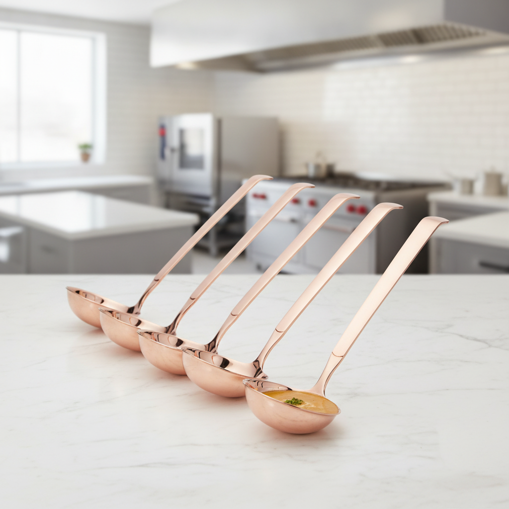 18/10 Stainless Steel Copper Soup Ladles for Catering (Pack of 6)