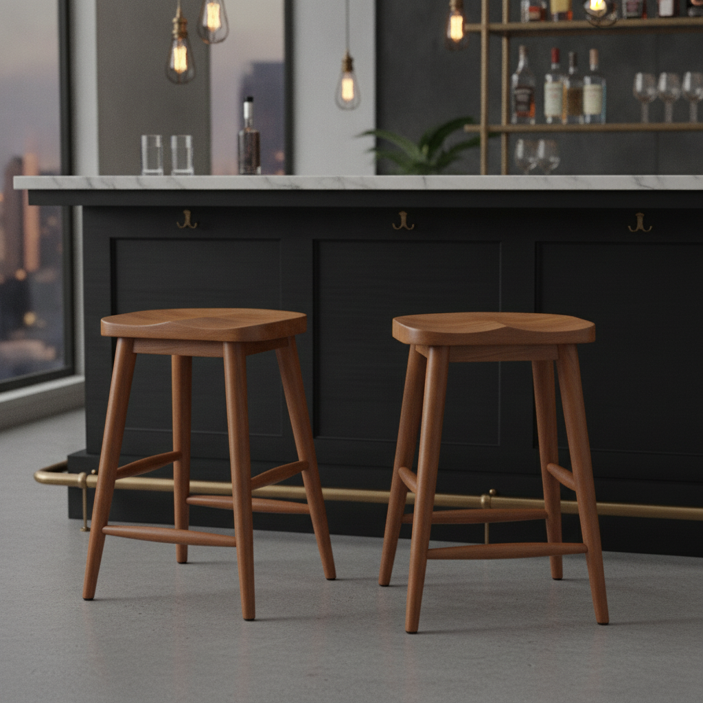 Mango Wood Curved Stools 660mm for Bars & Dining Areas (Pack of 2)