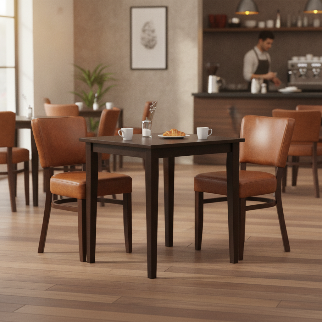 Rubber Wood Dining Table with 2 Oregon Chairs 750mm for Cafés & Pubs