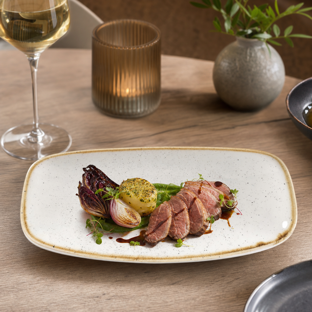 Rectangular Plates White Vitrified Ceramic for Elegant Dining (Pack of 12)