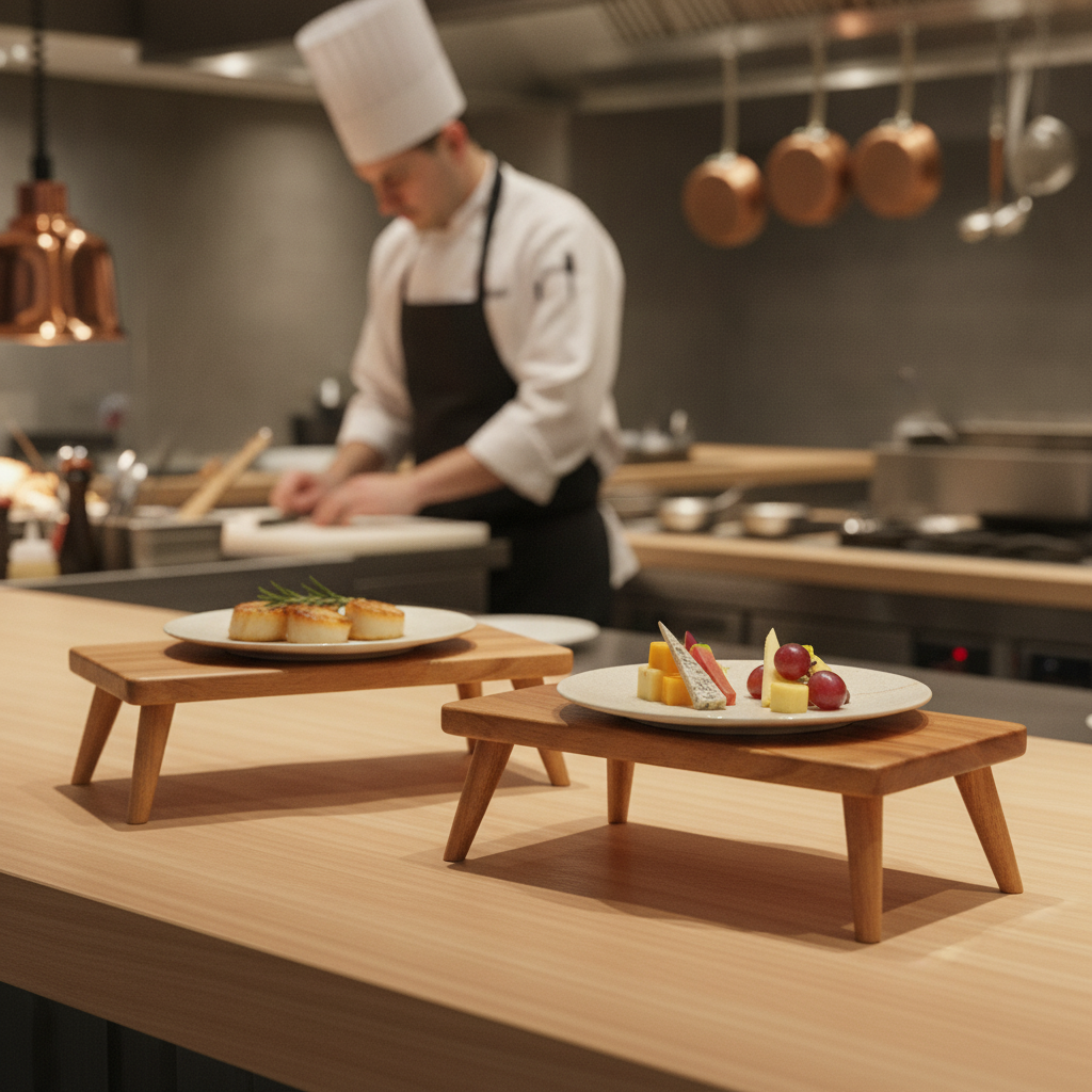 Beech Wood Small Rectangular Stand 335x153mm for Catering Events (Pack of 2)
