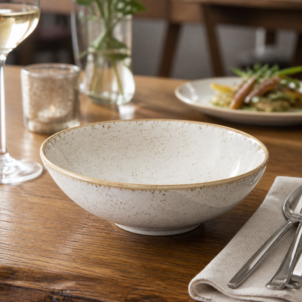 Stonecast Round Soup Bowls in Barley White for Dine-In Service