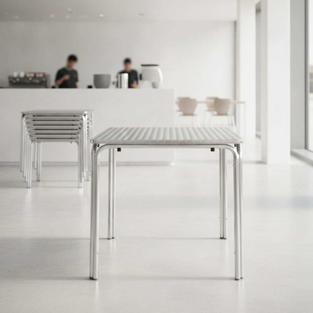 Stainless Steel Square Stacking Table 700x700mm for Indoor & Outdoor Use