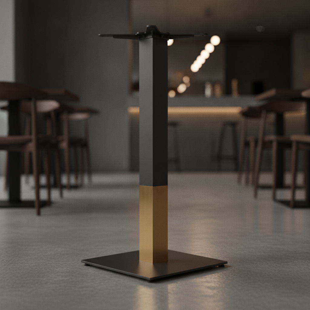 Steel Small Square Mid Height Table Base Black 400x400mm for Indoor Use