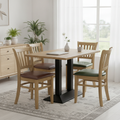 Rubber Wood Dining Table with 4 Chairs 750mm for Home & Office
