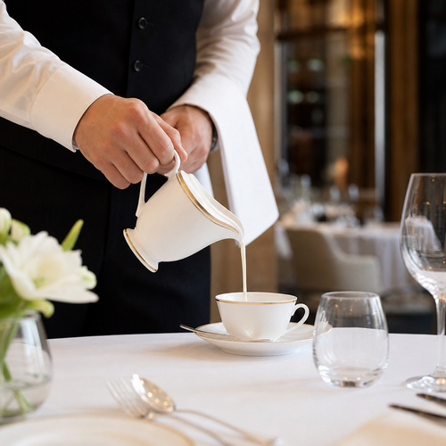 Burnished Gold Classic Milk Jug 250ml Bone China for Fine Dining (Pack of 12)