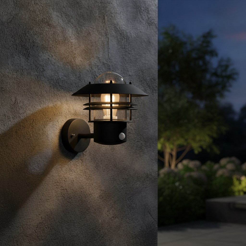Metal Black Outdoor Wall Light with Motion Sensor for Patios