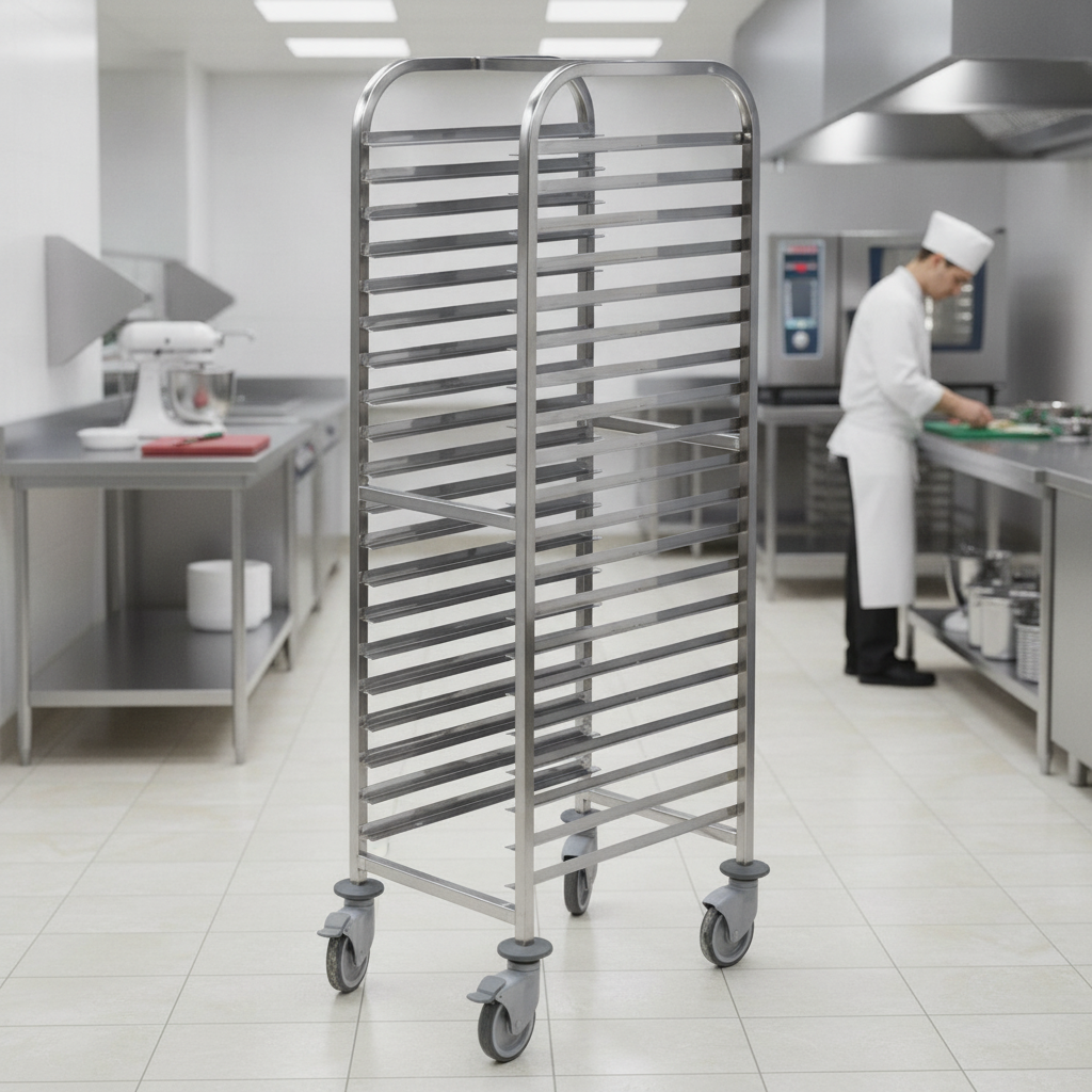 Stainless Steel Trolley for Safe Tray Transport (20 Shelves)