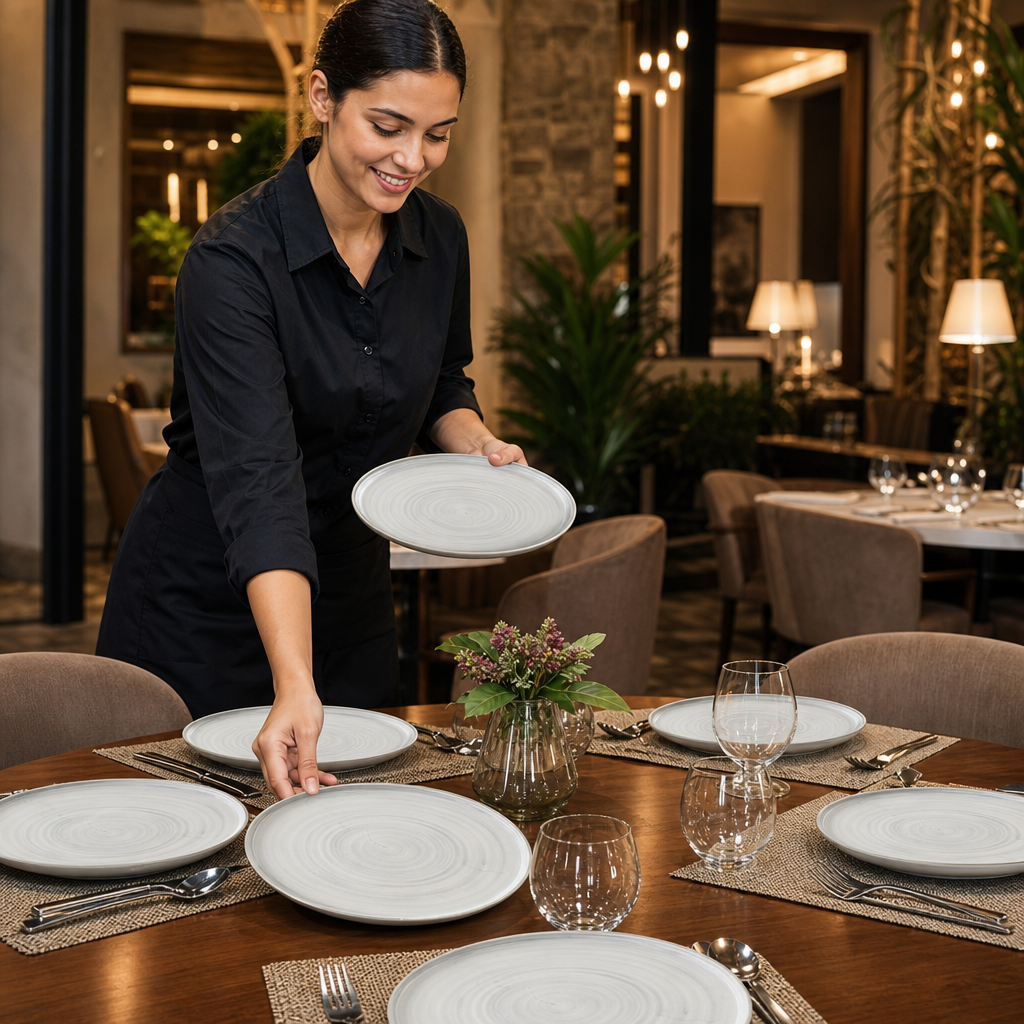 Walled Plates 280mm Vitrified Ceramic for Dining Tables (Pack of 6)