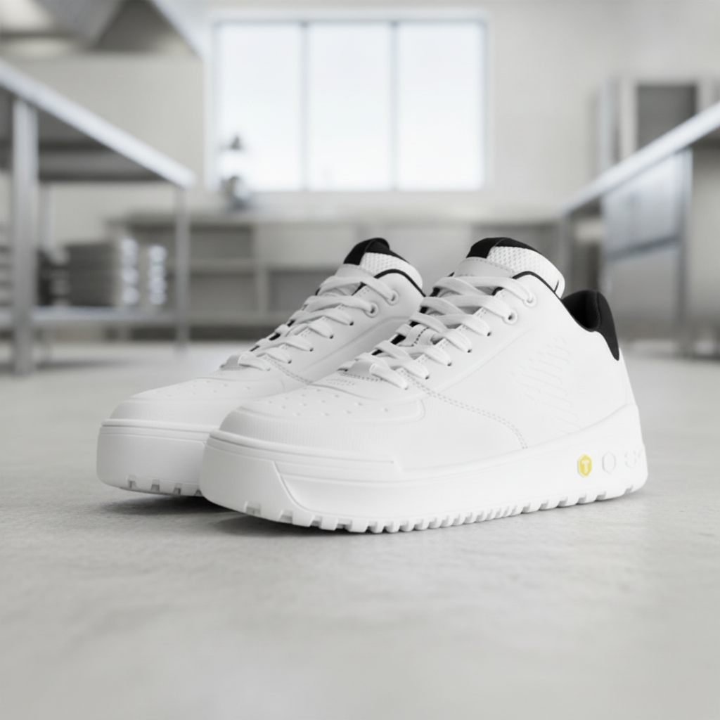 Lightweight White Microfibre Low Safety Trainers for Work (Pack of 1)