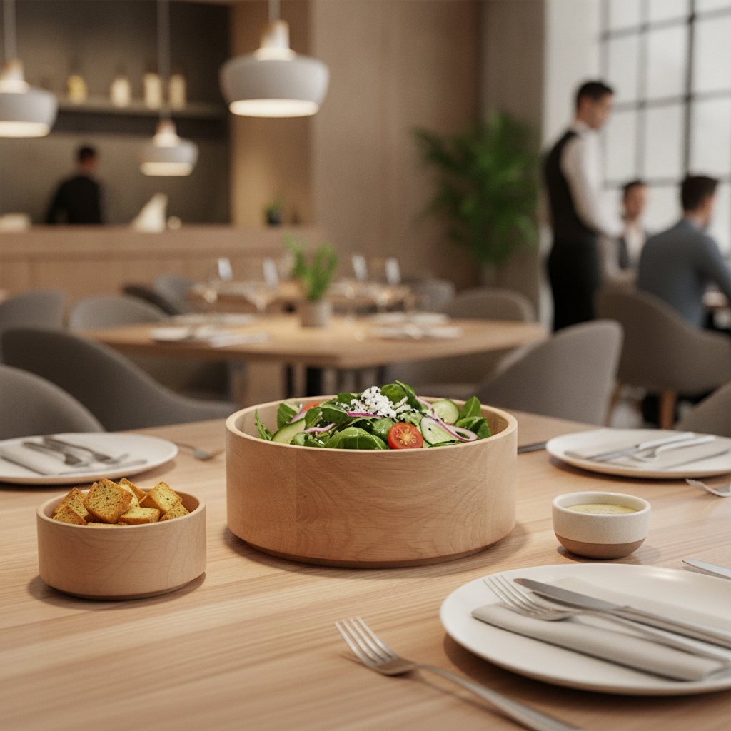 Lacquered Oak Wood Bowl 160mm for Serving Salads & Snacks